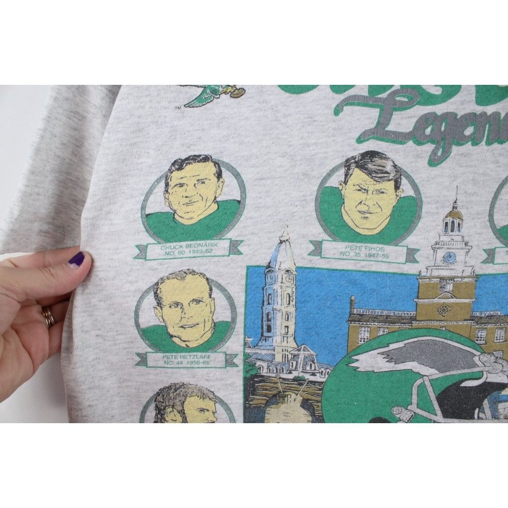 Vintage 90s Mens Large Philadelphia Eagles Football Legends T-Shirt Gray USA - Picture 6 of 13
